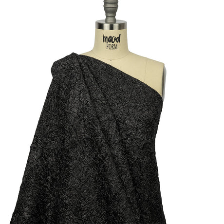 Astrolabe Metallic Black Crinkled Luxury Brocade with Black Backing