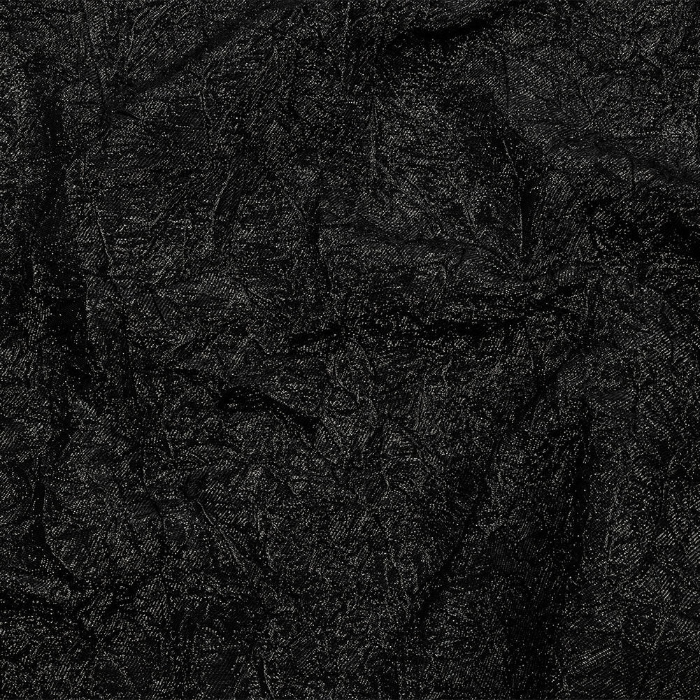 Astrolabe Metallic Black Crinkled Luxury Brocade with Black Backing