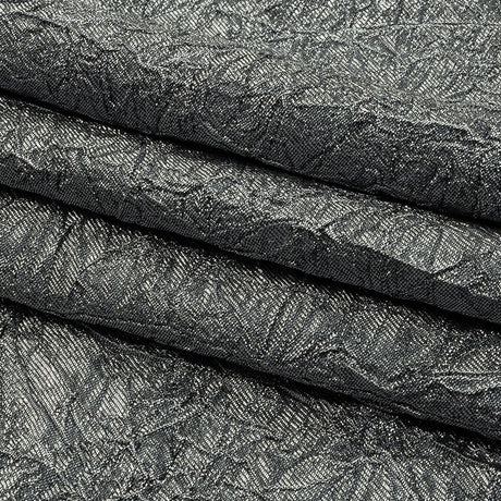 Astrolabe Metallic Bright Silver Crinkled Luxury Brocade with Black Backing