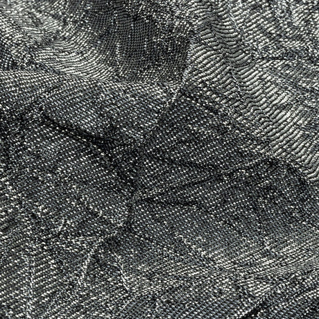 Astrolabe Metallic Bright Silver Crinkled Luxury Brocade with Black Backing