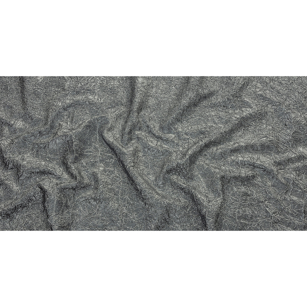 Astrolabe Metallic Bright Silver Crinkled Luxury Brocade with Black Backing