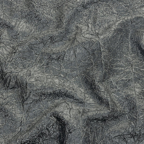 Astrolabe Metallic Bright Silver Crinkled Luxury Brocade with Black Backing