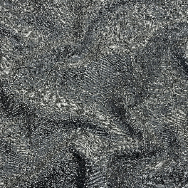 Astrolabe Metallic Bright Silver Crinkled Luxury Brocade with Black Backing