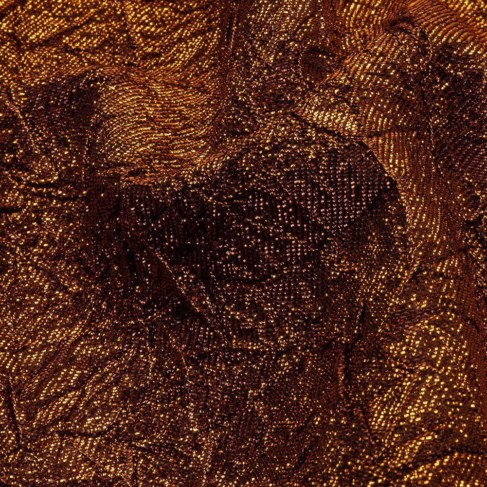 Astrolabe Metallic Orange Crinkled Luxury Brocade with Black Backing