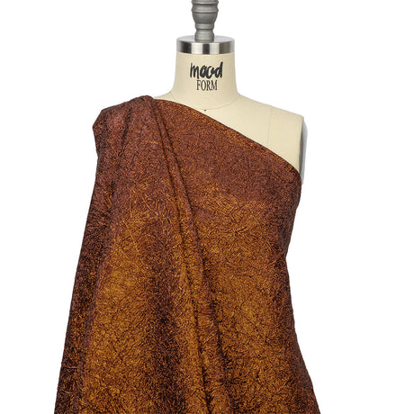 Astrolabe Metallic Orange Crinkled Luxury Brocade with Black Backing