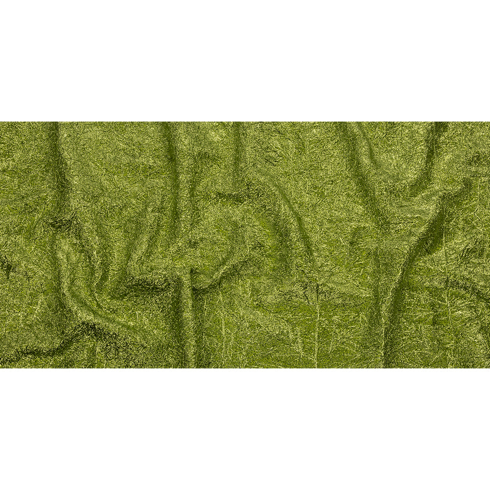 Astrolabe Metallic Lime Green Crinkled Luxury Brocade with Black Backing