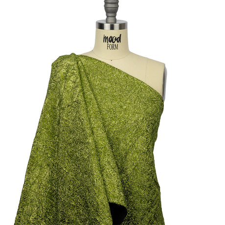 Astrolabe Metallic Lime Green Crinkled Luxury Brocade with Black Backing