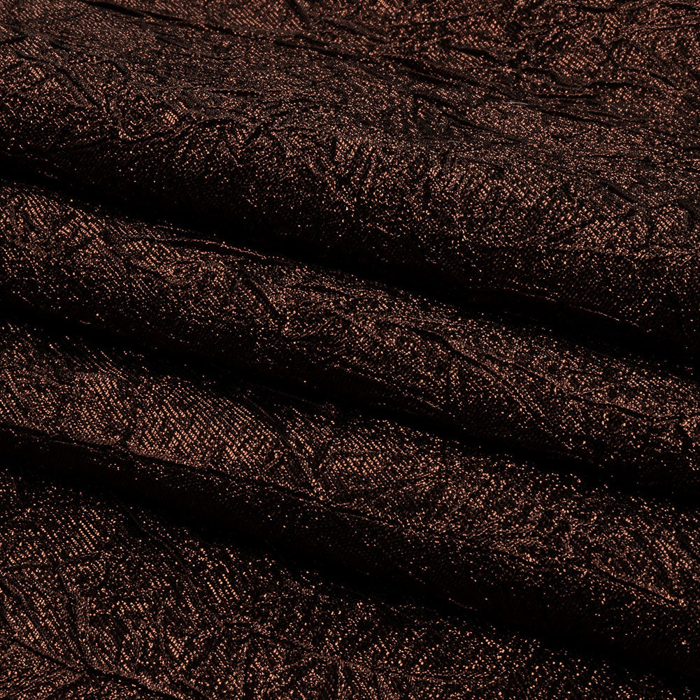 Astrolabe Metallic Dark Copper Crinkled Luxury Brocade with Black Backing
