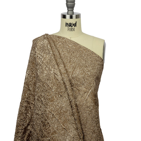 Astrolabe Metallic Gold Crinkled Luxury Brocade with Black Backing