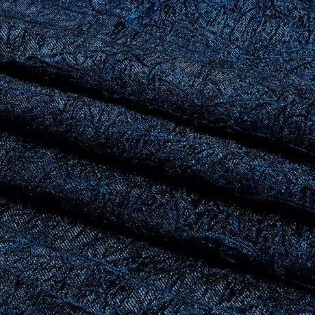 Astrolabe Metallic Navy and Royal Blue Crinkled Luxury Brocade with Black Backing