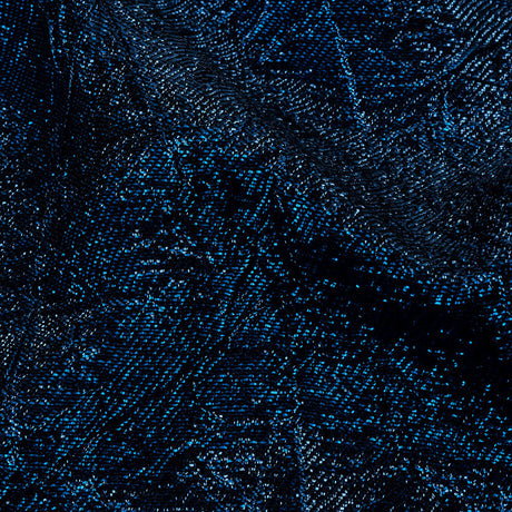 Astrolabe Metallic Navy and Royal Blue Crinkled Luxury Brocade with Black Backing