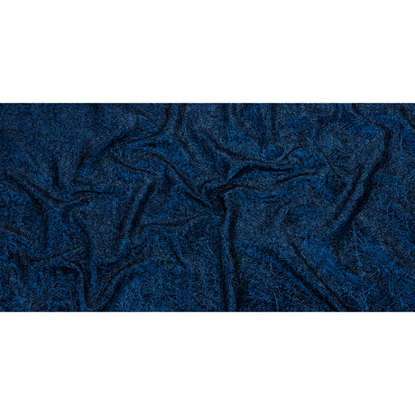 Astrolabe Metallic Navy and Royal Blue Crinkled Luxury Brocade with Black Backing