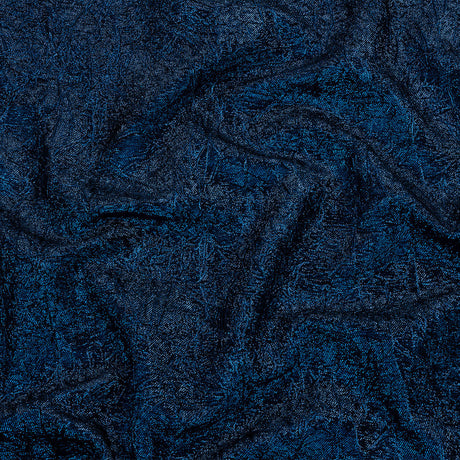 Astrolabe Metallic Navy and Royal Blue Crinkled Luxury Brocade with Black Backing