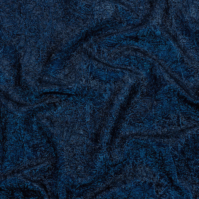 Astrolabe Metallic Navy and Royal Blue Crinkled Luxury Brocade with Black Backing