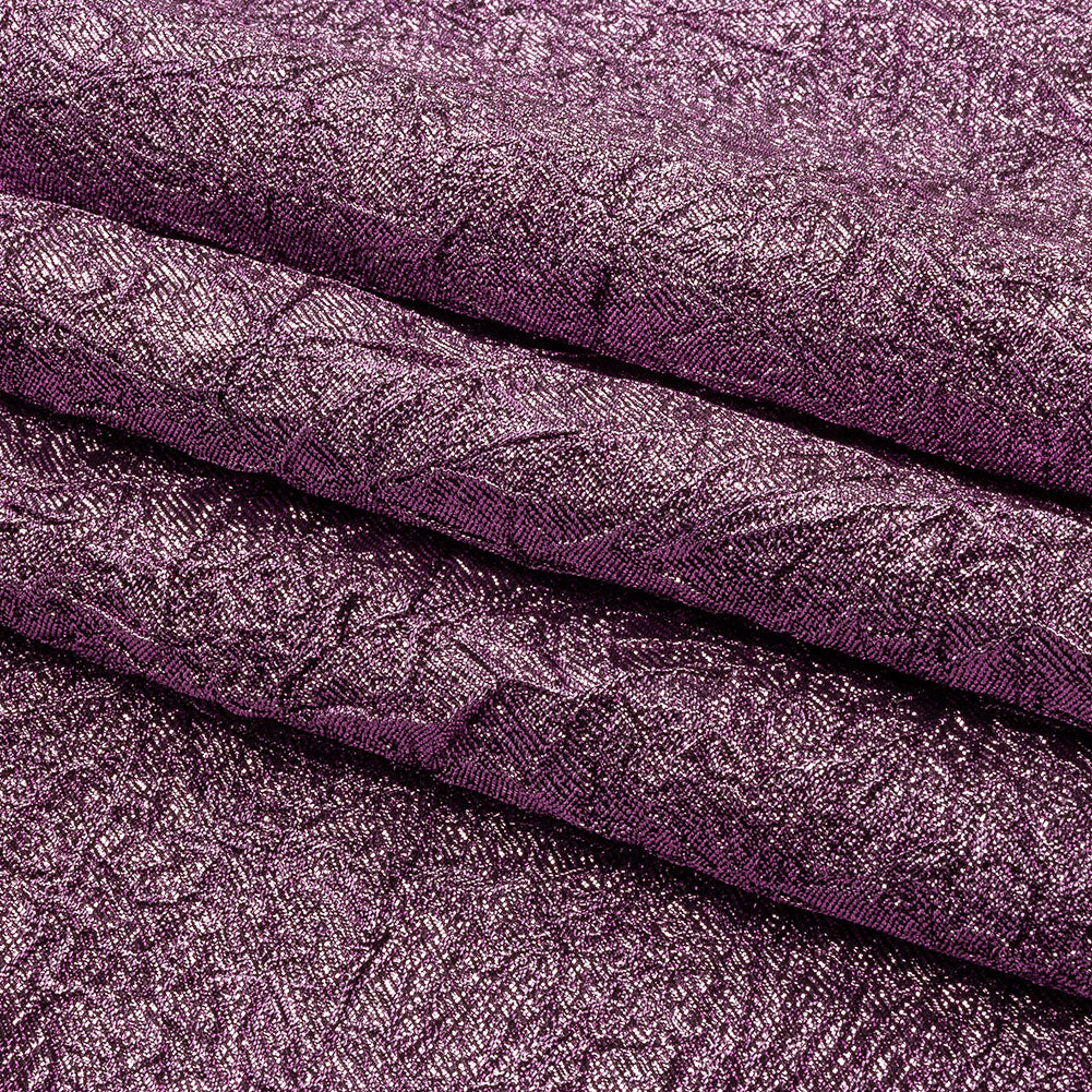 Astrolabe Metallic Bright Orchid Crinkled Luxury Brocade with Black Backing