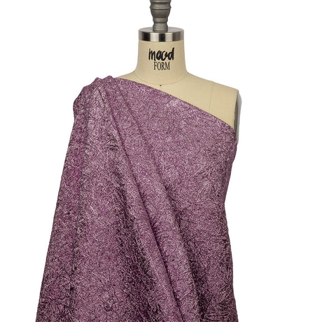 Astrolabe Metallic Bright Orchid Crinkled Luxury Brocade with Black Backing