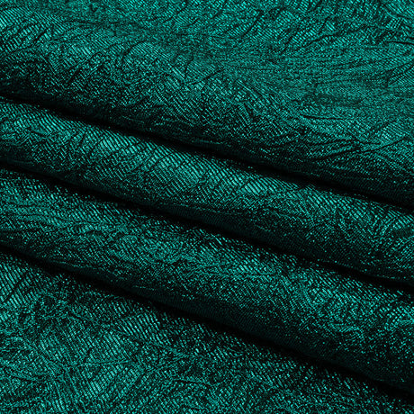 Astrolabe Metallic Teal Crinkled Luxury Brocade with Black Backing