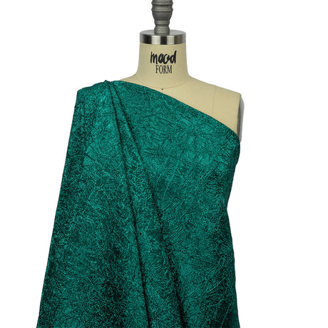 Astrolabe Metallic Teal Crinkled Luxury Brocade with Black Backing