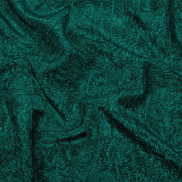 Astrolabe Metallic Teal Crinkled Luxury Brocade with Black Backing