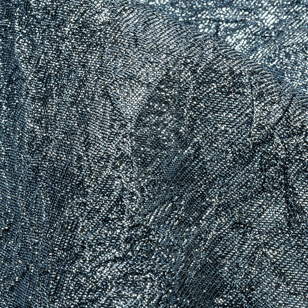 Astrolabe Metallic Pale Blue Crinkled Luxury Brocade with Black Backing