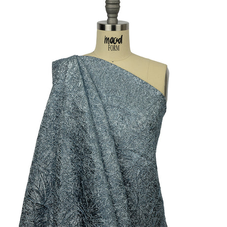Astrolabe Metallic Pale Blue Crinkled Luxury Brocade with Black Backing