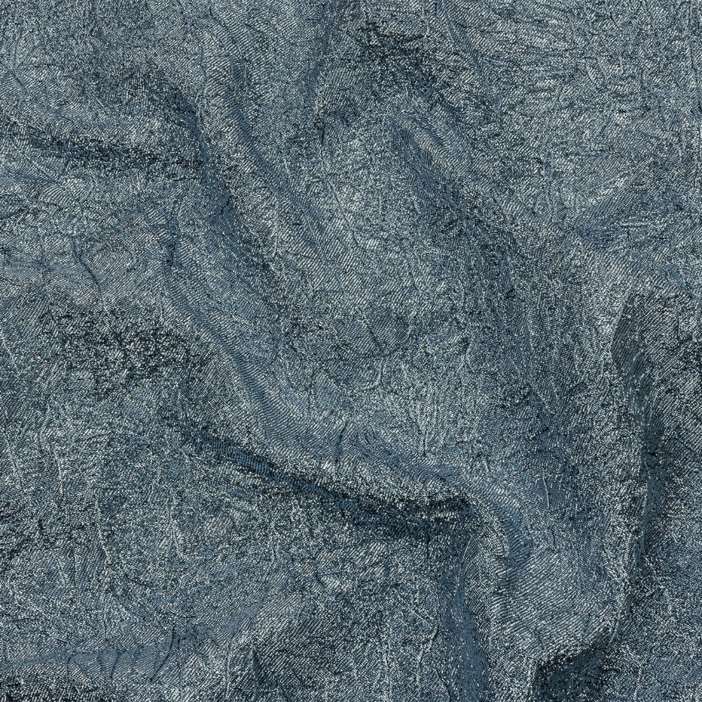 Astrolabe Metallic Pale Blue Crinkled Luxury Brocade with Black Backing