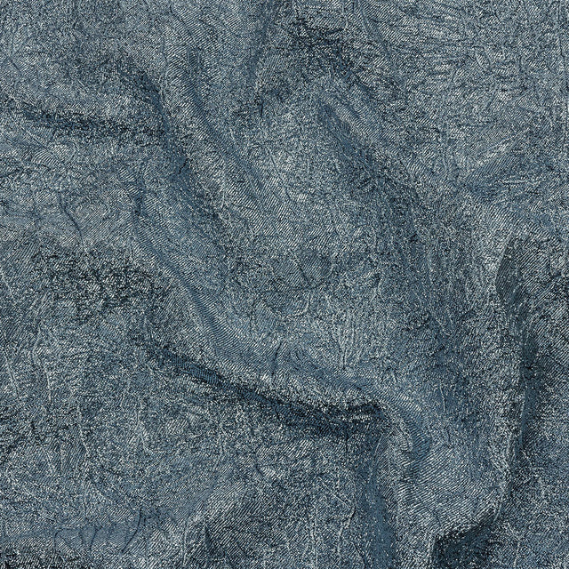 Astrolabe Metallic Pale Blue Crinkled Luxury Brocade with Black Backing