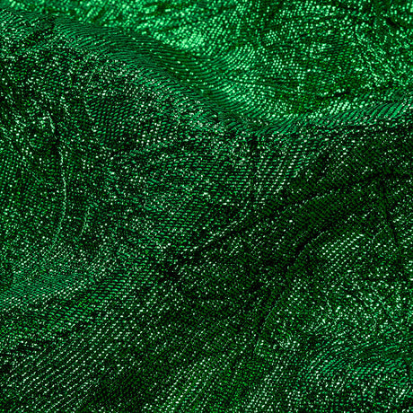 Astrolabe Metallic Kelly Green Crinkled Luxury Brocade with Black Backing