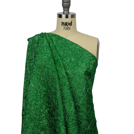 Astrolabe Metallic Kelly Green Crinkled Luxury Brocade with Black Backing