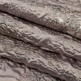 Metallic Rose Gold, Orchid and Dusty Lilac Splattered Stripe Luxury Brocade Panel
