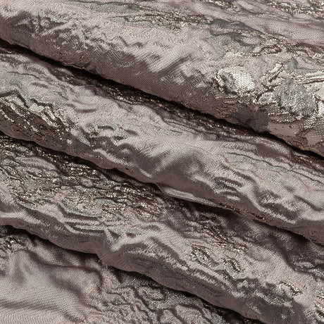 Metallic Rose Gold, Orchid and Dusty Lilac Splattered Stripe Luxury Brocade Panel