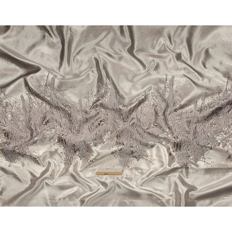 Metallic Rose Gold, Orchid and Dusty Lilac Splattered Stripe Luxury Brocade Panel