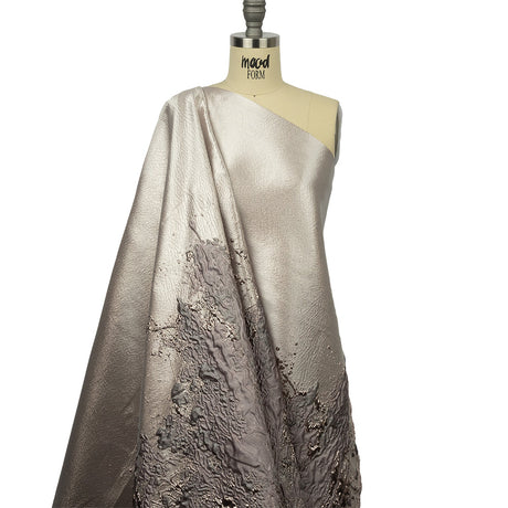 Metallic Rose Gold, Orchid and Dusty Lilac Splattered Stripe Luxury Brocade Panel