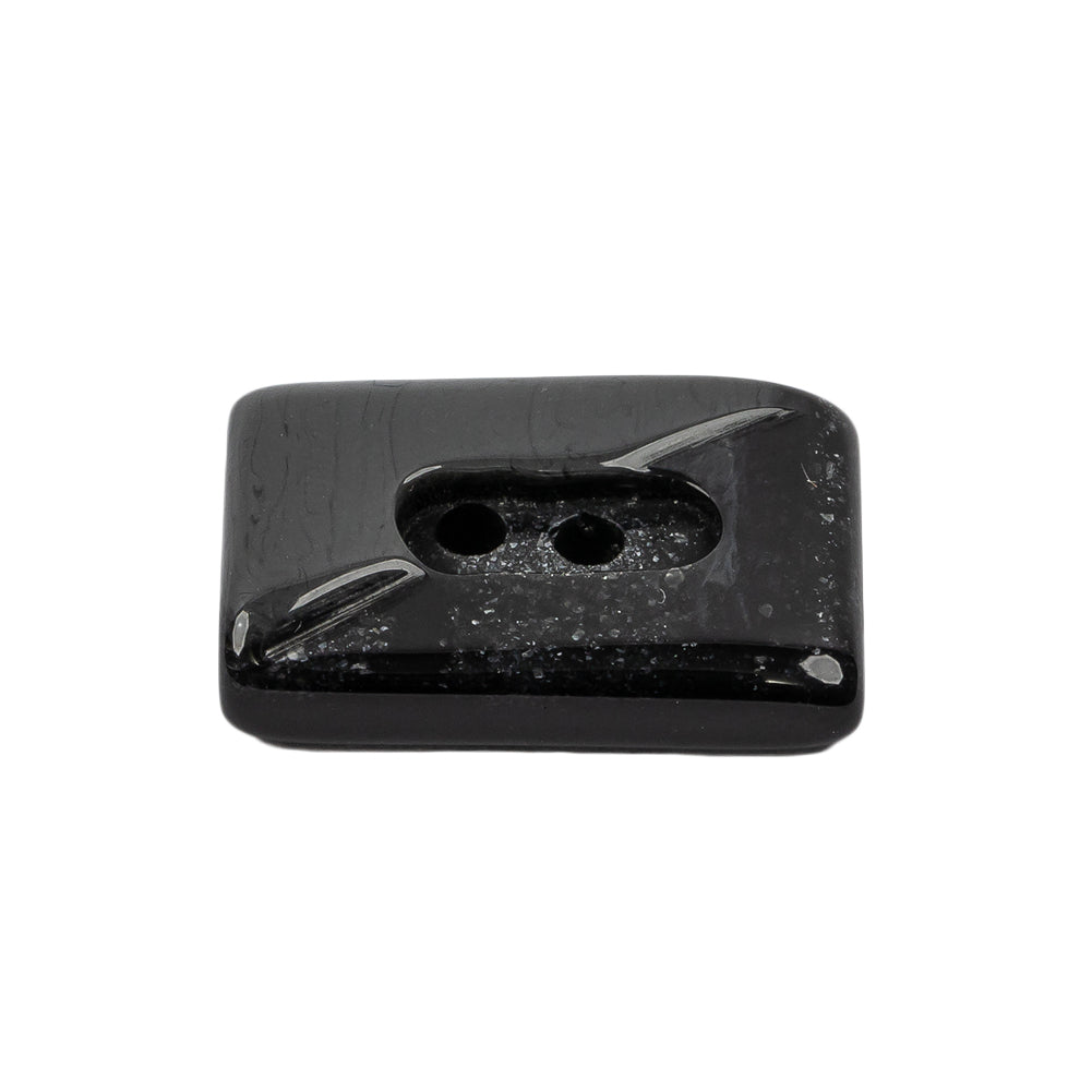 Matte Black and Gray Sparkles Rectangular 2-Hole Button - 42L/27mm
