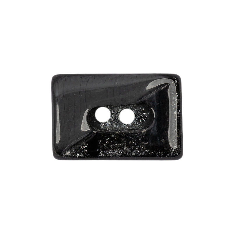 Matte Black and Gray Sparkles Rectangular 2-Hole Button - 42L/27mm