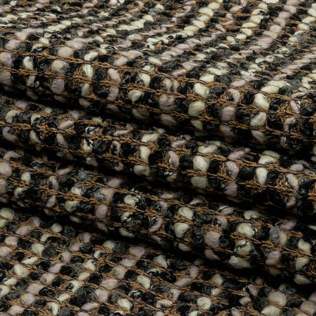 Beige, Cream and Charcoal Boucle Stripes Chunky Wool Blend Sweater Knit