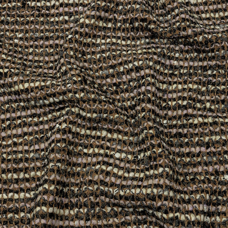 Beige, Cream and Charcoal Boucle Stripes Chunky Wool Blend Sweater Knit