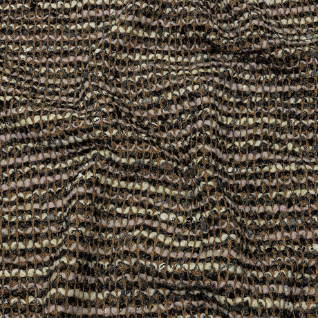 Beige, Cream and Charcoal Boucle Stripes Chunky Wool Blend Sweater Knit
