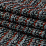 Burnt Orange, Gray, and Blue Boucle Stripes Chunky Wool Blend Sweater Knit