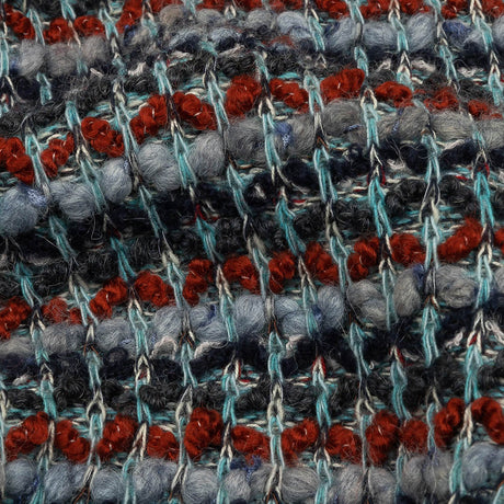 Burnt Orange, Gray, and Blue Boucle Stripes Chunky Wool Blend Sweater Knit