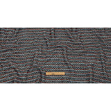 Burnt Orange, Gray, and Blue Boucle Stripes Chunky Wool Blend Sweater Knit