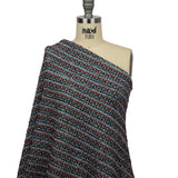 Burnt Orange, Gray, and Blue Boucle Stripes Chunky Wool Blend Sweater Knit