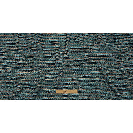 Baby Blue, Pinkish Beige and Navy Boucle Stripes Chunky Wool Blend Sweater Knit