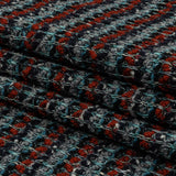 Burnt Orange, Gray and Blue Striped Chunky Wool Blend Boucle Sweater Knit