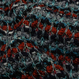 Burnt Orange, Gray and Blue Striped Chunky Wool Blend Boucle Sweater Knit