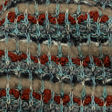 Gray, Beige and Burnt Orange Boucle Stripes Chunky Wool Blend Sweater Knit