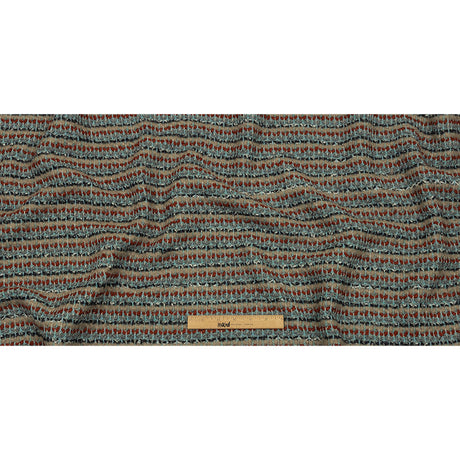 Gray, Beige and Burnt Orange Boucle Stripes Chunky Wool Blend Sweater Knit