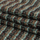 Tan, Baby Blue and Red Striped Chunky Boucle Sweater Knit