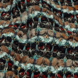 Tan, Baby Blue and Red Striped Chunky Boucle Sweater Knit