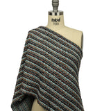 Tan, Baby Blue and Red Striped Chunky Boucle Sweater Knit